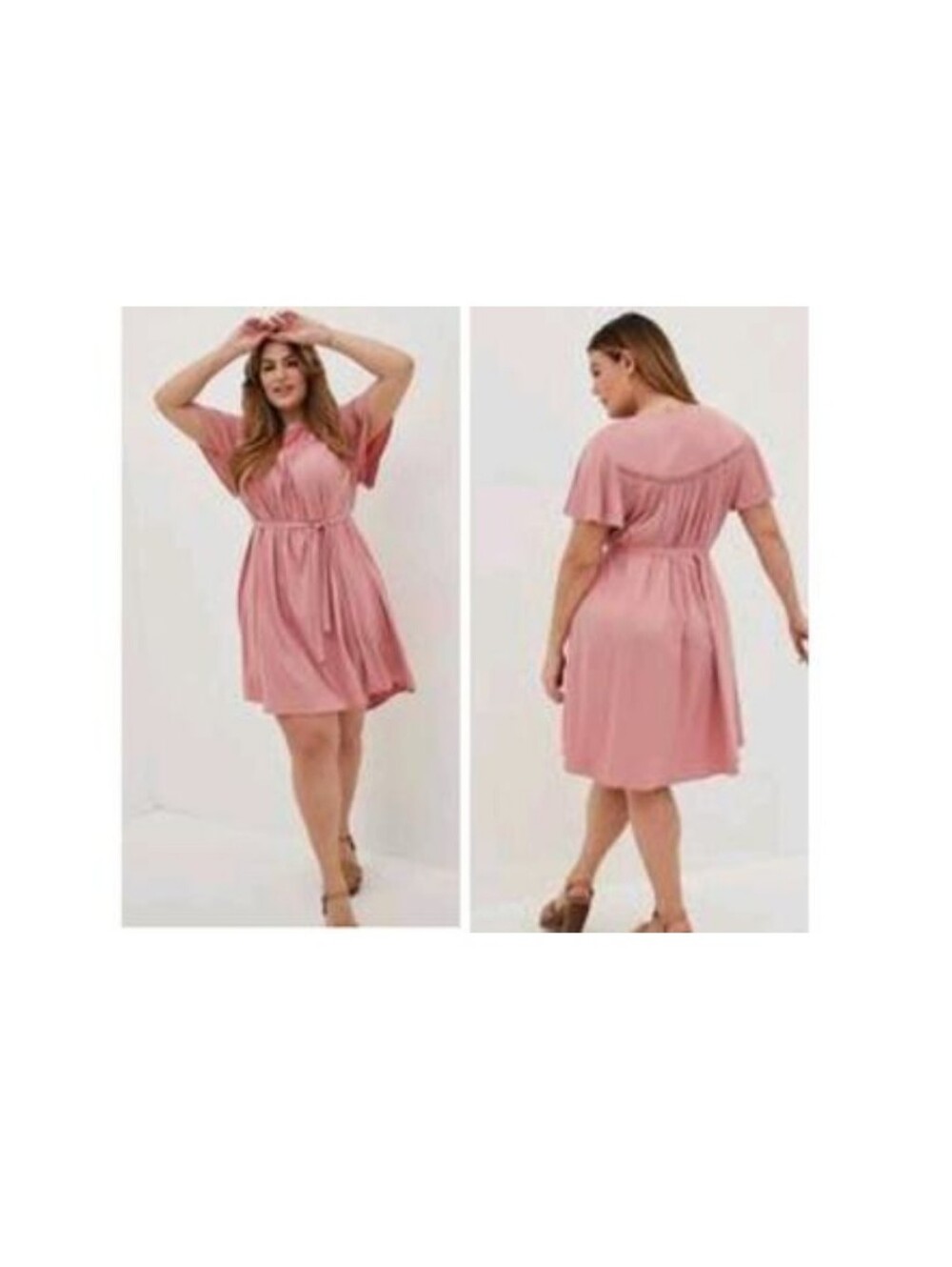 Torrid 2 Women 2x Pink Embroidered Flutter Sleeve Sheath Dress No Belt